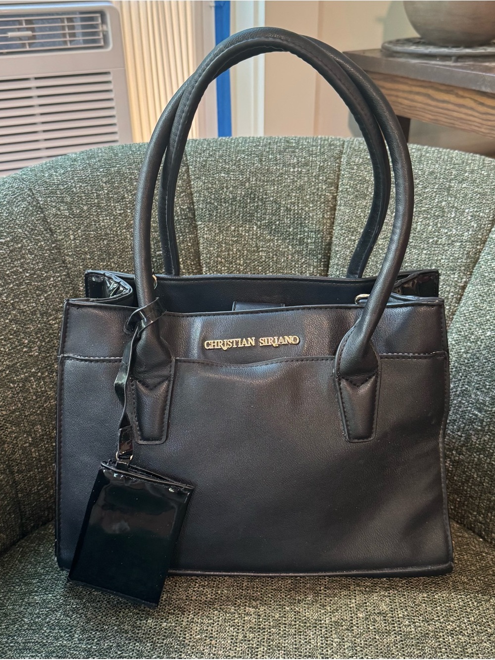 Christian Siriano Black Structured Tote with Card Holder